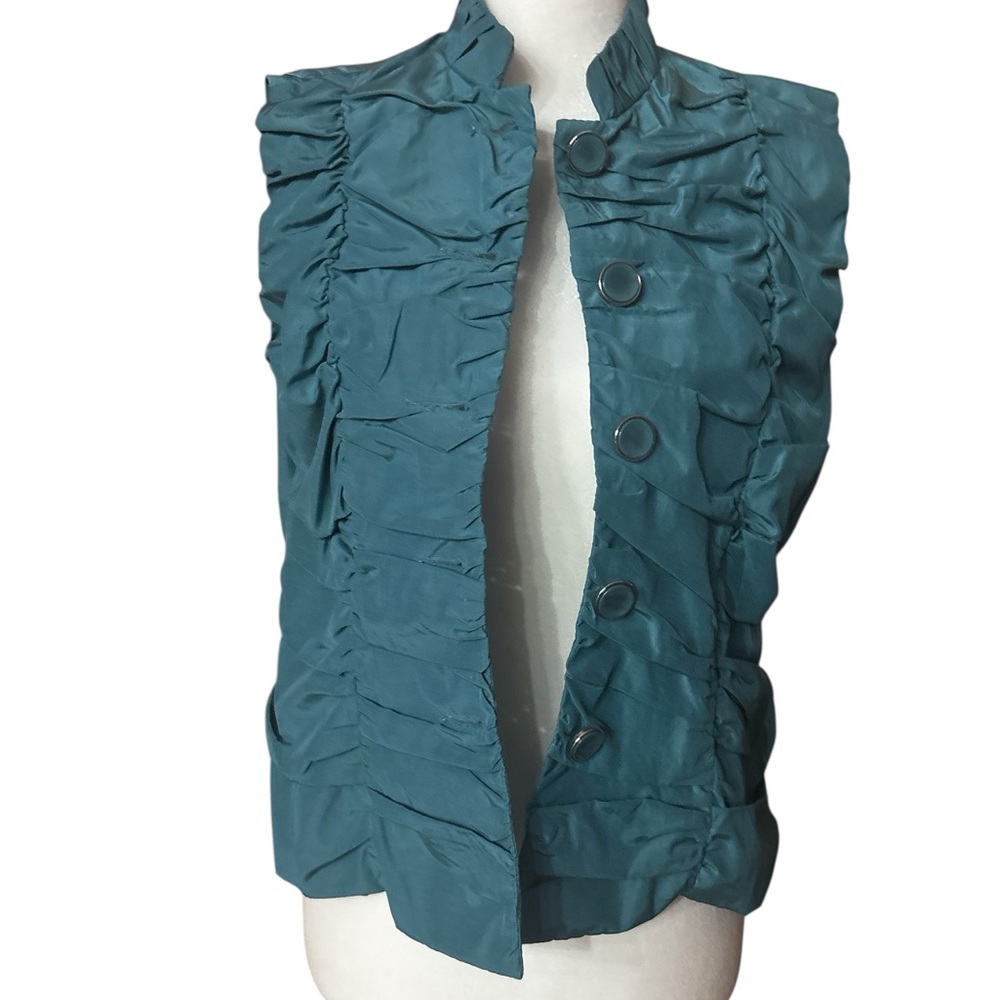 Teal Ruffled Women's Jacket - Picture 2 of 3